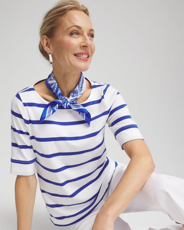 Striped Pima Cotton Bateau-Neck Tee - image 2